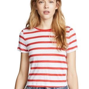 Ao. La By Alice + Olivia Jazmine Cropped Tee In Poppy & Natural